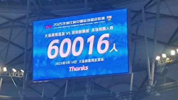 再破6万！英博本轮对阵新鹏城的现场观赛人群  为60016人