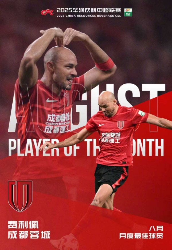 两场连进两球，官方：蓉城前场球员费利佩当选中超职业联赛  8