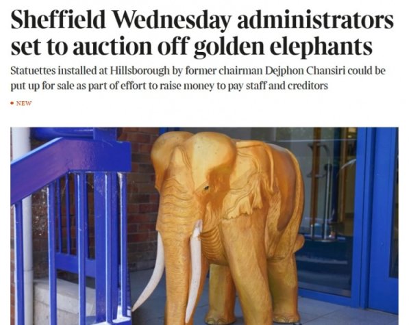 泰晤士：谢周三计划拍卖希尔斯堡球场的标志性金象，以筹集资金