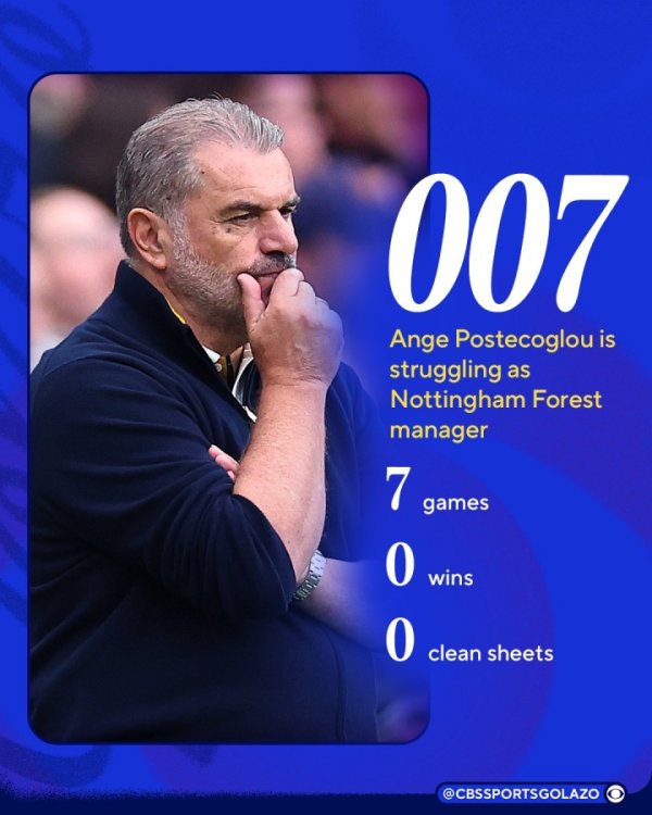 你也是007🤣澳波执教森林，新赛季7场0胜0零封